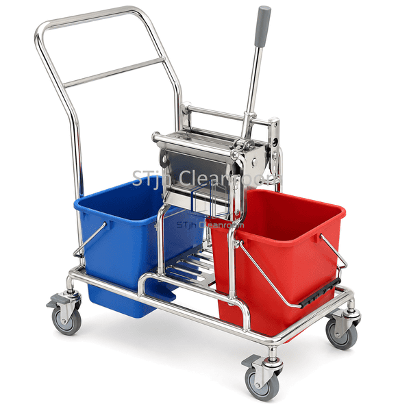 Double-Bucket Cleanroom Mop Trolley