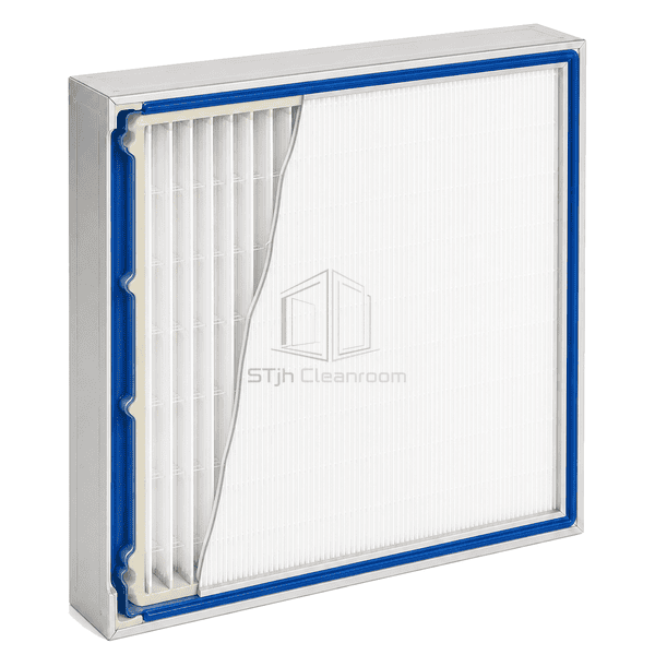 Side cutaway revealing supported PTFE membrane and polymer pleat separators