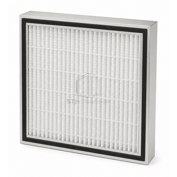 Cleanroom air filters category represented by a mini-pleat HEPA filter