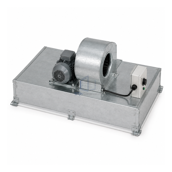 STJH 600 x 900 mm 220 V AC fan filter unit with an intermediate rectangular body shown on white