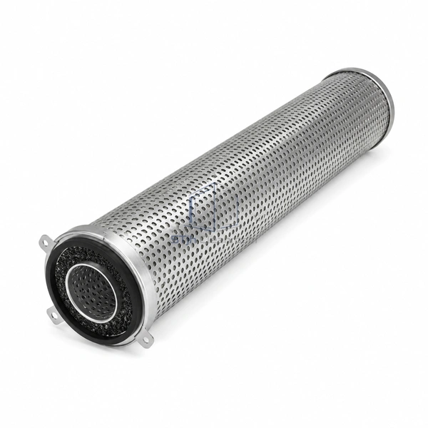 STJH-ACID-GAS-FILTER-CYL3500 long perforated molecular filter cylinder on a white background