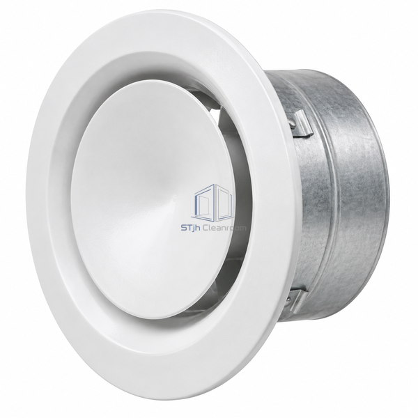 STJH-ADJUSTABLE-DISC-AIR-VALVE-DN200 white-background main view of broad white disc face and large circular neck