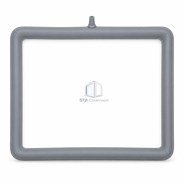 STJH inflatable silicone door-seal loop with air connection displayed on white.