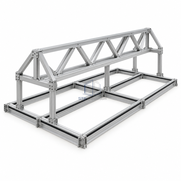 STJH-ALL-ALUMINUM-CLEANROOM-T-GRID-HEAVY-TRUSS aluminum ceiling assembly with overhead truss on white background