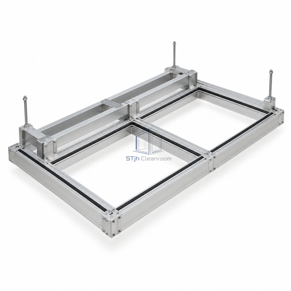 STJH-ALL-ALUMINUM-CLEANROOM-T-GRID-STIFFENED-STRUT reinforced aluminum ceiling grid on white background