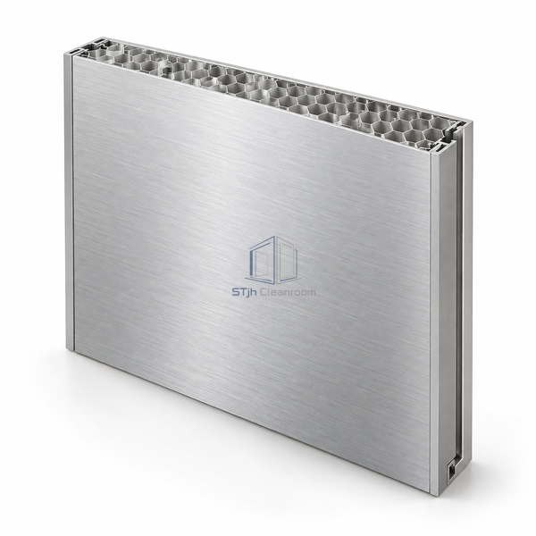 STJH-ALUMINUM-HONEYCOMB-CLEANROOM-SANDWICH-PANEL-50-SS stainless aluminum honeycomb panel on white background