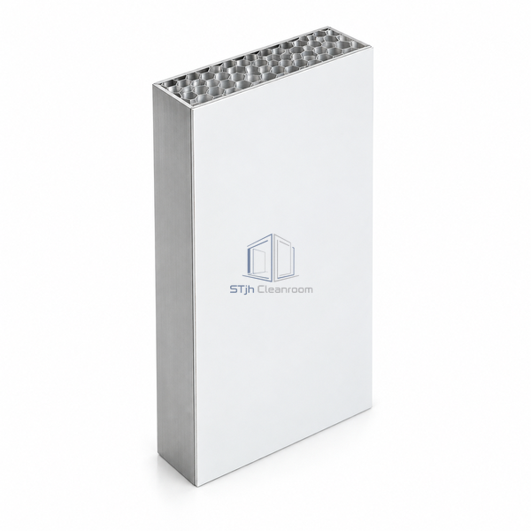 STJH-ALUMINUM-HONEYCOMB-CLEANROOM-SANDWICH-PANEL-50-STEEL steel-faced aluminum honeycomb panel on white background