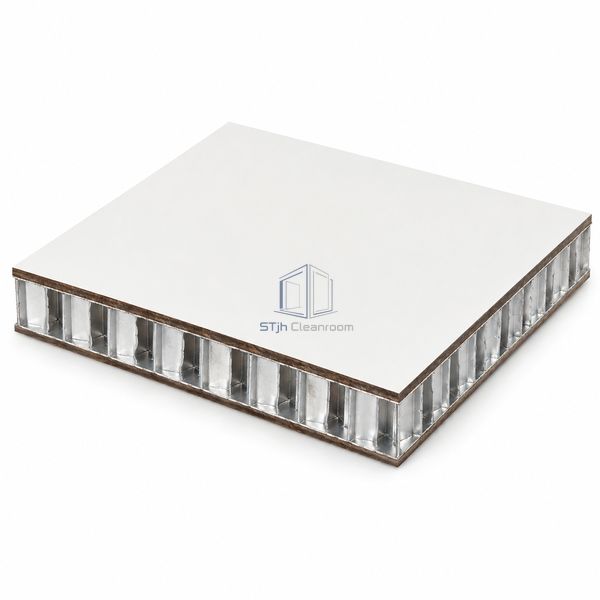 STJH-ALUMINUM-HONEYCOMB-CLEANROOM-SANDWICH-PANEL-75-HPL laminate aluminum honeycomb panel on white background
