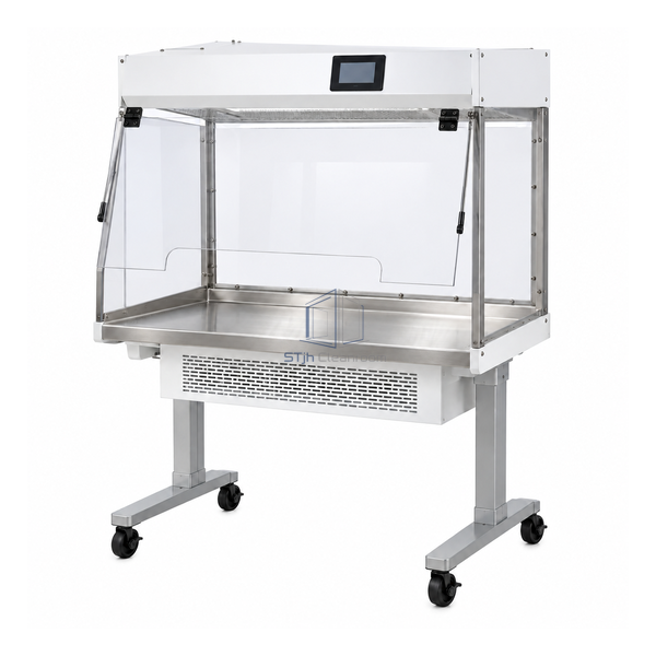 STjh 1320 mm single-side animal transfer station showing a full rear closure panel and front operator opening