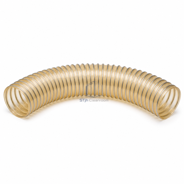 STJH-ANTISTATIC-FLEXIBLE-DUCT-HOSE-DN100 main product on white with medium translucent reinforced hose bore