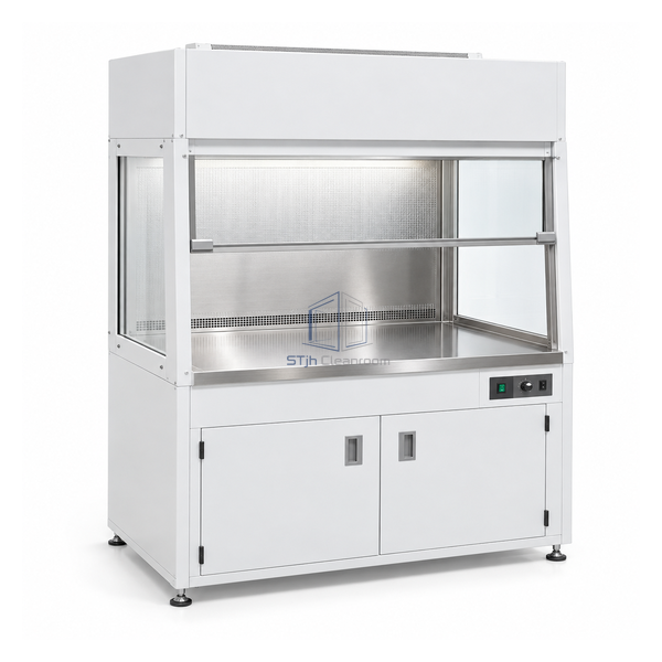 STjh compact 3 foot aseptic laminar workstation with welded cabinet, HEPA downflow and stainless work zone