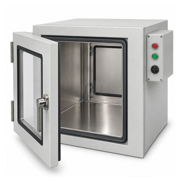 STjh compact 500 mm biosafety containment pass box with painted sealed body, SUS304 floor and compression handle