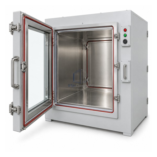 STjh large 750 mm BSL-3 containment pass box with reinforced painted enclosure, stainless floor and multiple compression latches