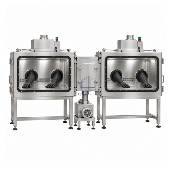 STjh dual-chamber Class III biosafety cabinet with a connecting transfer section