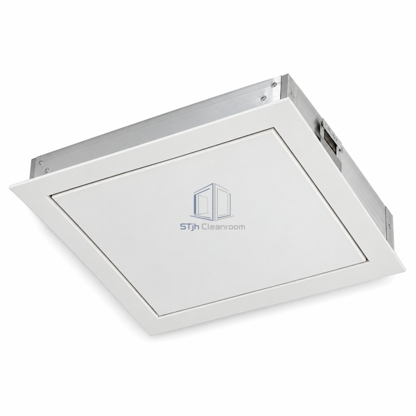 STJH-CLEANROOM-CEILING-ACCESS-PANEL-625-AL aluminum ceiling hatch with concealed closure on a white background