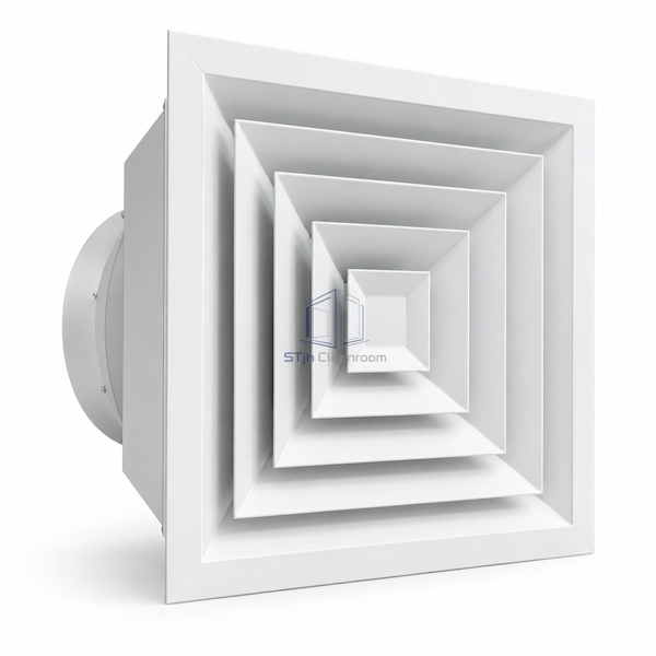 STJH-CLEANROOM-CEILING-AIR-DIFFUSER-600X600 white-background main view of large modular square cone face
