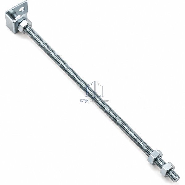 STJH-CLEANROOM-CEILING-SUSPENSION-ROD-1P4-DIRECT slender threaded suspension rod and nuts on a white background
