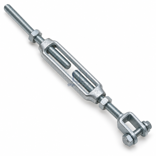 STJH-CLEANROOM-CEILING-SUSPENSION-ROD-3P8-TURNBUCKLE rod set with central turnbuckle on a white background