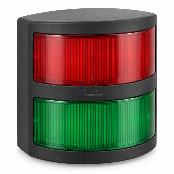 STJH curved red-green door status indicator without a button, isolated on white.