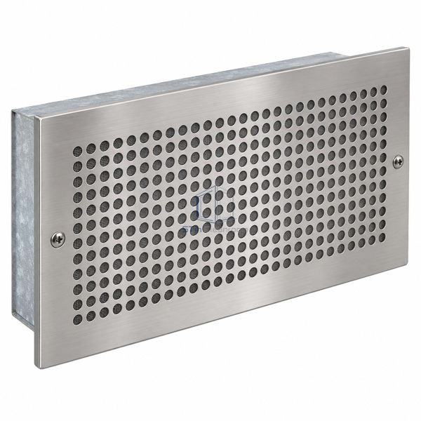 STJH-CLEANROOM-EXHAUST-AIR-GRILLE-400X200 white-background main view of landscape stainless perforated exhaust grille