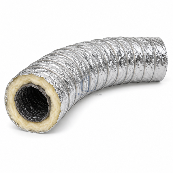 STJH-CLEANROOM-FLEXIBLE-AIR-DUCT-DN100-R8 white-background main view showing small insulated flexible bore