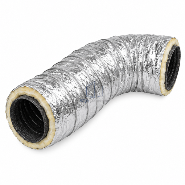 STJH-CLEANROOM-FLEXIBLE-AIR-DUCT-DN200-R8 main image on white with medium bore and reinforced silver jacket