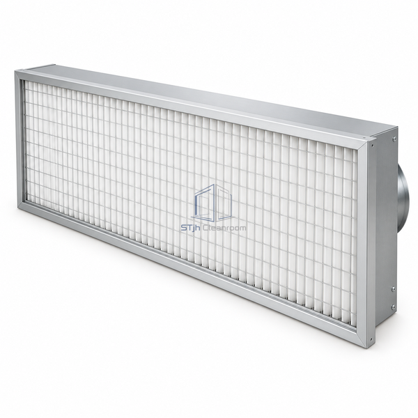 STJH-CLEANROOM-HEPA-SUPPLY-AIR-TERMINAL-1220X610-1200 white-background main view of long thin terminal filter