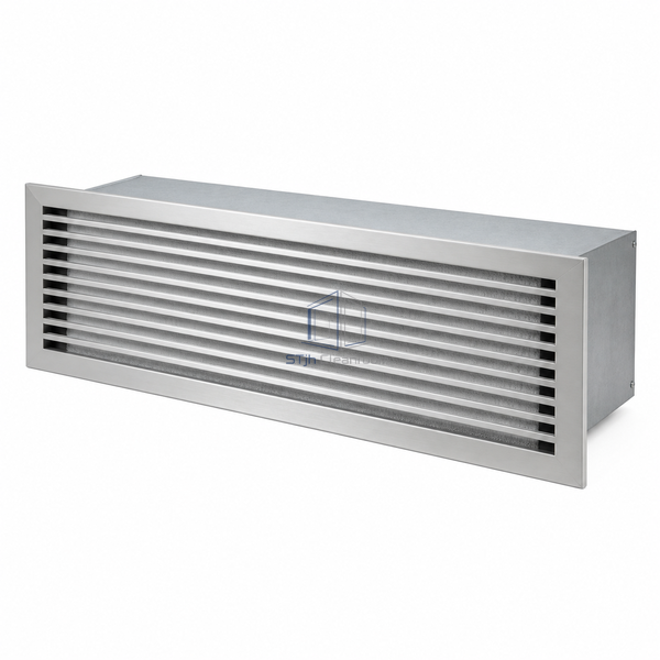STJH-CLEANROOM-RETURN-AIR-GRILLE-800X350 elongated return face and deep housing, white-background product main view