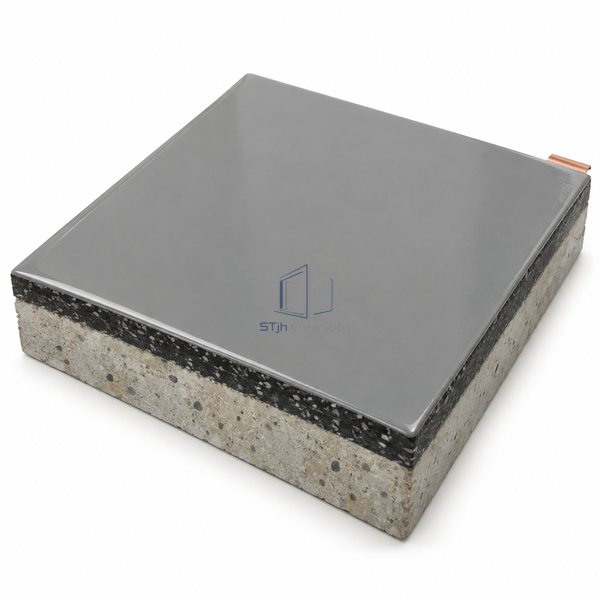 STJH CR15 cleanroom conductive epoxy sample with a smooth gloss surface and fine-filled cut edge on white
