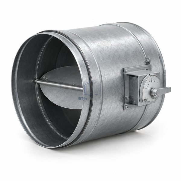 STJH-CONSTANT-AIR-VOLUME-CONTROLLER-DN250 broad cylindrical regulator and compact setting module on white