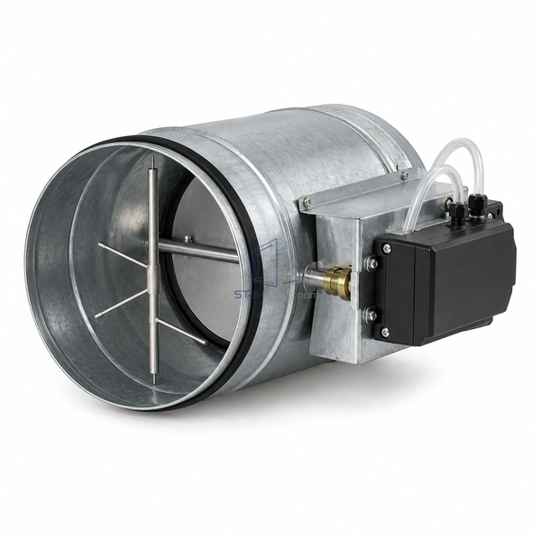 STJH-CONSTANT-AIR-VOLUME-TERMINAL-BOX-DN150 white-background main view of small CAV box and 152 mm inlet
