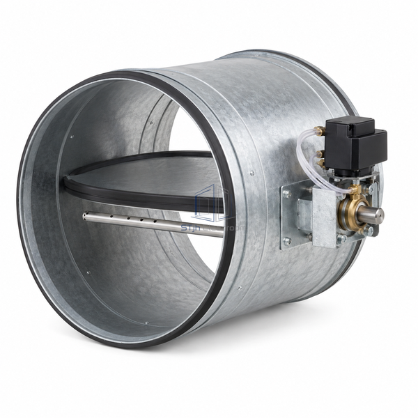 STJH-CONSTANT-AIR-VOLUME-TERMINAL-BOX-DN600 white-background main view of broad short CAV terminal and large damper