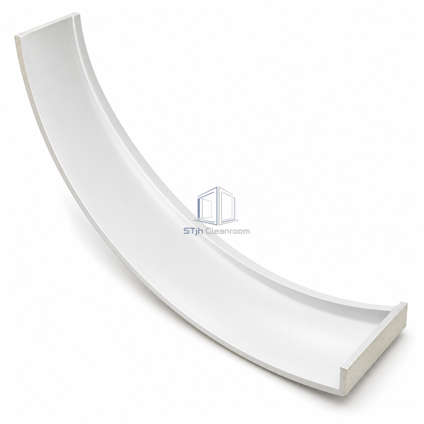 STJH-CURVED-CLEANROOM-WALL-PANEL-R203-COMPOSITE wide tall corner panel on white background