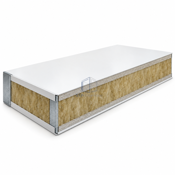 STJH-DOUBLE-MGO-ROCK-WOOL-CLEANROOM-PANEL-100-HEAVY deep double MgO rock wool sandwich on white background