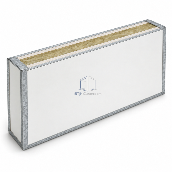 STJH-DOUBLE-MGO-ROCK-WOOL-CLEANROOM-PANEL-75-FRAMED framed double MgO panel on white background