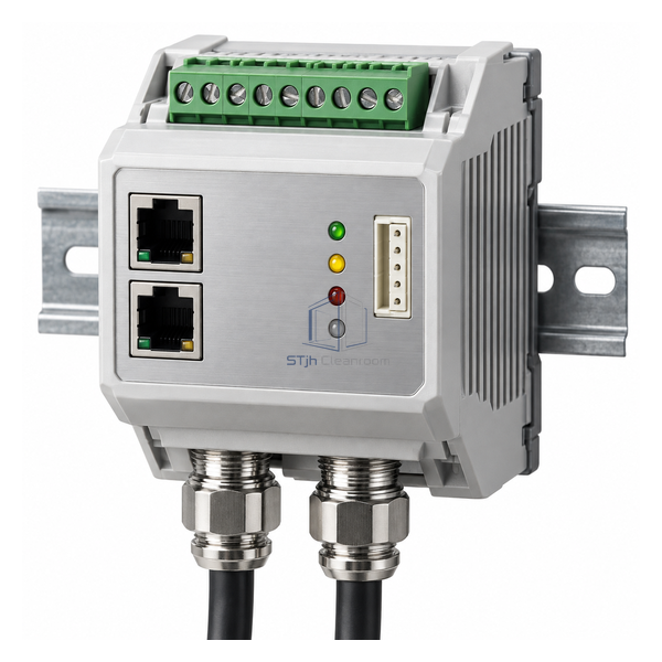 STjh 0-10 V EC FFU controller with analog terminals, twin control sockets and sensor connector