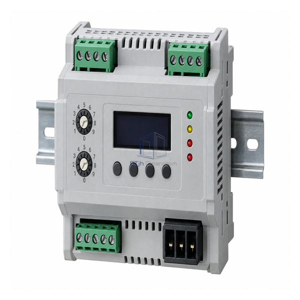 STjh Modbus RTU EC FFU controller with RS485 terminals, address switches and diagnostic display