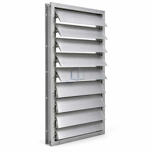 STJH-EXPLOSION-RELIEF-DAMPER-350X950 broad low-height lamella frame on white
