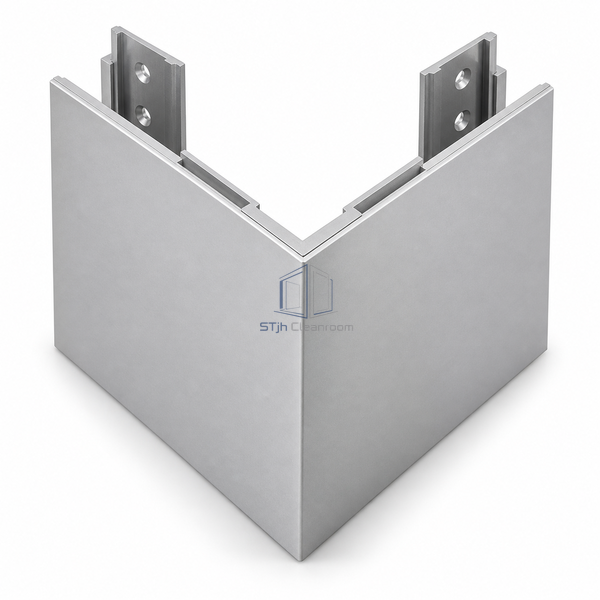 STJH-EXTERNAL-90-DEGREE-CLEANROOM-CORNER-PROFILE-HIDDEN concealed external corner member on a white background