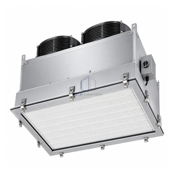 STjh fan-powered U15 ULPA module with twin fan inlets, deep gel-seal housing and multiple service clamps