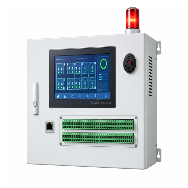 STjh 100-unit Ethernet FFU central controller with 3.5 inch display, alarm beacon and expanded terminals