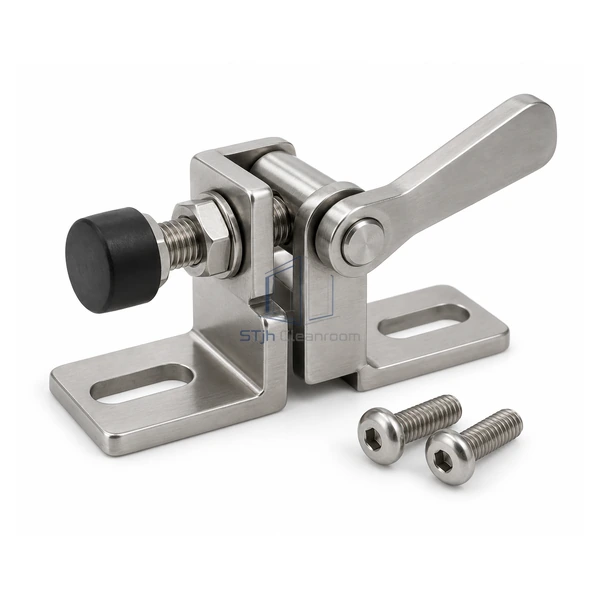 STJH-FILTER-CLAMP-ASSEMBLY-PIVOT-LIMIT compact stainless pivot-limiting clamp kit on a white background
