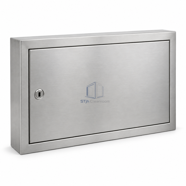 STJH-FLUSH-CLEANROOM-WALL-ACCESS-PANEL-BUDGET-LOCK wide stainless budget-lock access door on white background