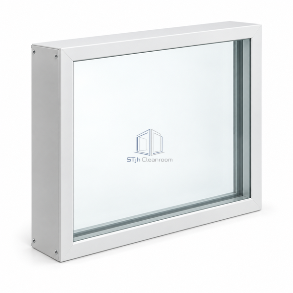 STjh 80 mm deep monoblock vision panel on a white background, with two flush glass faces and a clearly visible extended perimeter edge.