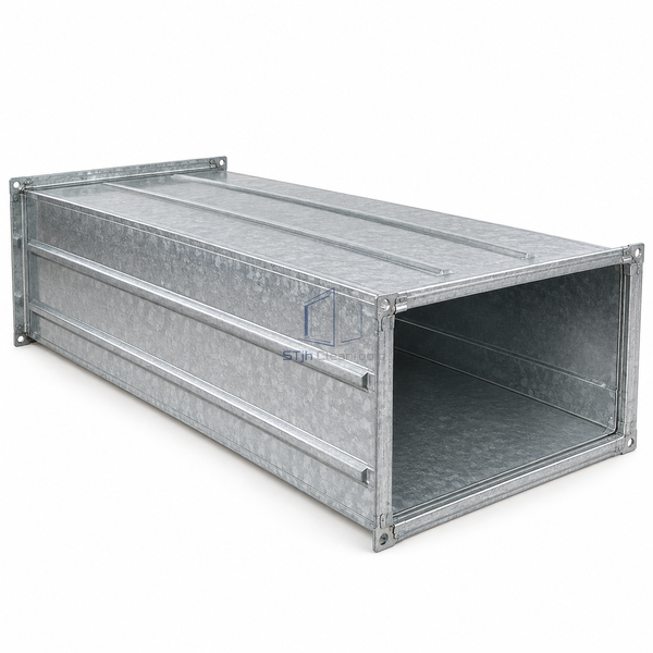 STJH-GALVANIZED-STEEL-RECTANGULAR-AIR-DUCT-1000X500 white-background main view of large trunk duct with hat-profile stiffeners