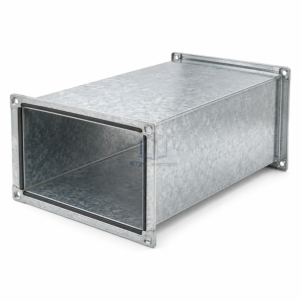 STJH-GALVANIZED-STEEL-RECTANGULAR-AIR-DUCT-300X200 white-background main view of compact galvanized duct and profiled flanges