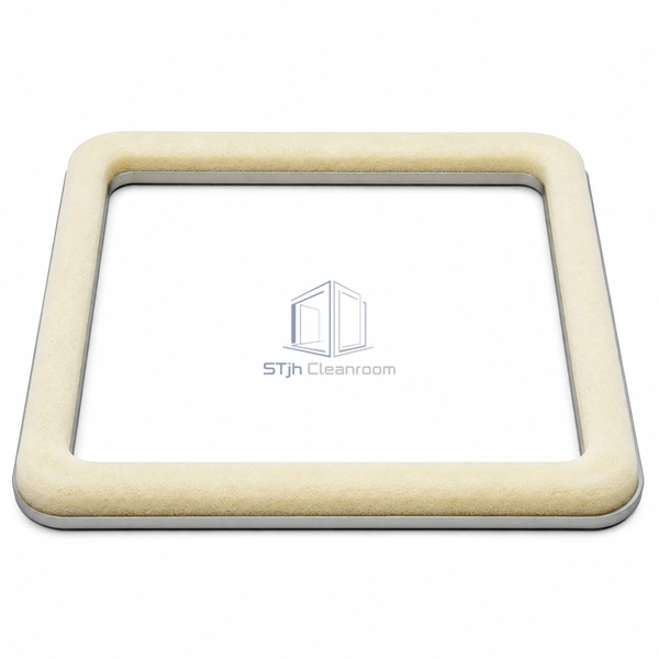 STJH-HEPA-GASKET-SEAMLESS-PU continuous pale polyurethane foam bead on an aluminum perimeter support