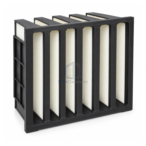STJH-HIGH-AIRFLOW-MEDIUM-FILTER-4000 full-size black six-channel high-airflow filter on a white background