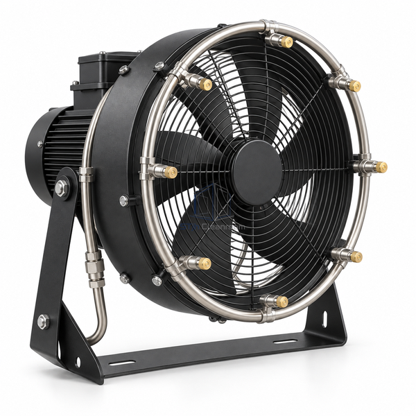 STjh 52 L/h high-output mist humidifier head with eight larger nozzle tips and a stronger fan assembly on white.