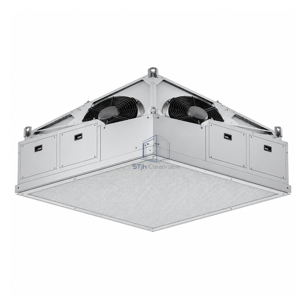 STjh large 1132 mm square balanced-performance FFU with dual EC fan inlets and full filter face